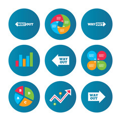 Way out icons. Left and right arrows symbols.