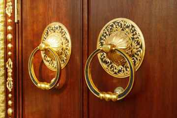Gold-plated ring on the door.