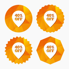 40 percent sale pointer tag sign icon.
