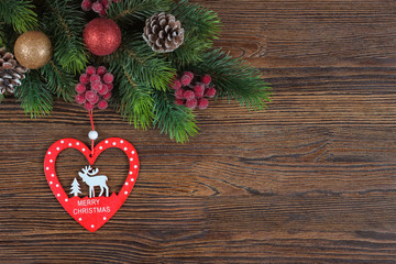 Christmas fir branch with decoration