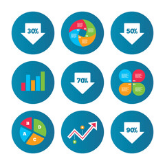 Sale arrow tag icons. Discount symbols.