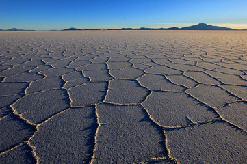 Fototapeta na wymiar Salar de Uyuni, salt lake, is largest salt flat in the world, altiplano, Bolivia, South America, sunset