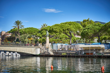 Obraz premium Harbor and city of Santa Margherita Ligure in Italy / Travel Location at mediterranean sea 