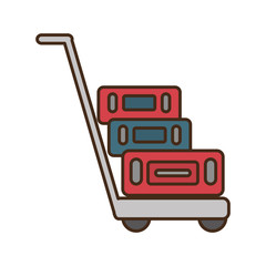 suitcases transport cart isolated icon vector illustration design