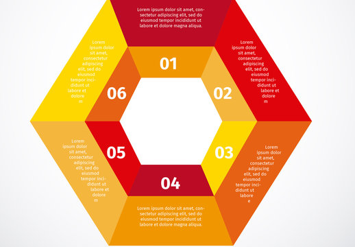 Red Yellow Orange Hexagonal Process Infographic Template