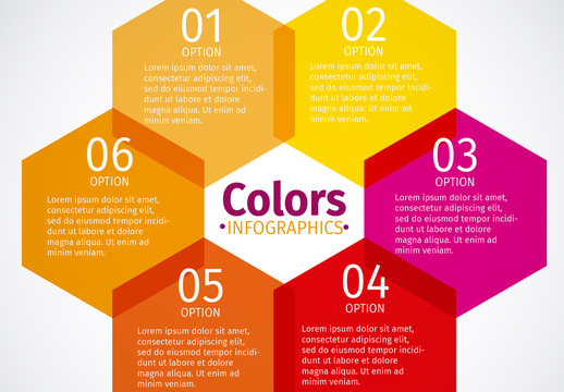 Yellow Pink Orange Hexagon Business Infographic Template