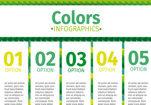 Vertical Tabs on Green Patterned Background Infographic
