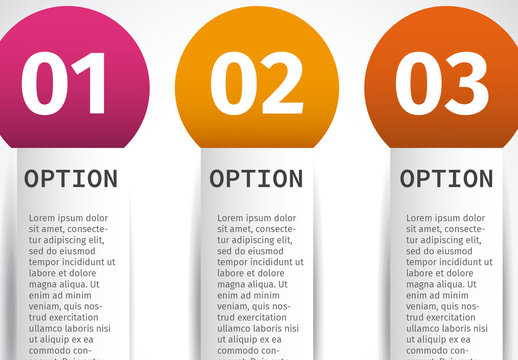 Pink Orange Gradient Three Step Infographic Template Design