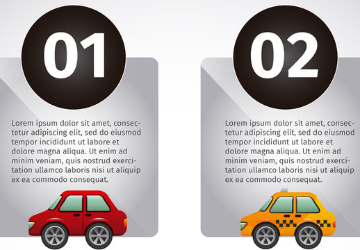 Transportation Data Infographic with Car and Truck Icons 2