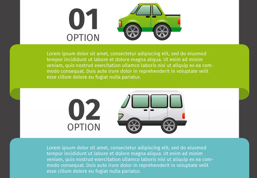 Horizontal Traffic and Transportation Infographic with Vehicle Icons