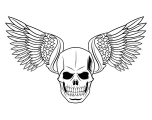 Skull with wings icon. Tattoo art urban style and culture theme. Vector illustration