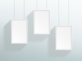 Vector 3 Blank White Realistic Hanging Frames Design