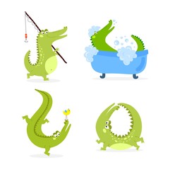 Cute crocodile character vector