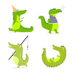 Obraz premium Cute crocodile character vector