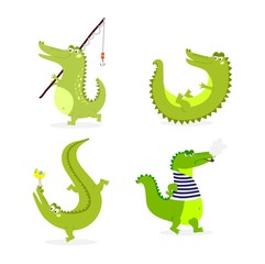 Cute crocodile character vector