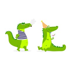 Cute crocodile character vector