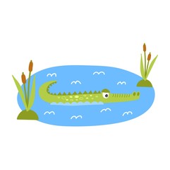 Cute crocodile character vector
