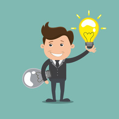 Businessman holding a new idea,Business concept vector