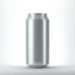 Blank aluminum can for beer and other drink. Isolated Mockup of tin can. 3d rendering