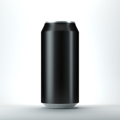 Black aluminum can for beer and other drink, Isolated Mockup. 3d rendering