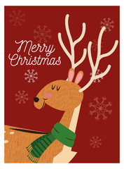 Reindeer cartoon  icon. Christmas season card decoration and celebration theme. Colorful design. Vector illustration