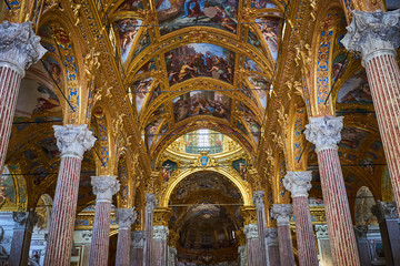 Roof of great Cathedral "basilica della santissima annunziata del vastato" / Church in Genoa