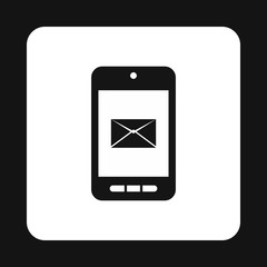Writing e-mail on phone icon in simple style isolated on white background. Message symbol