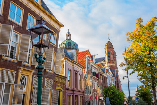 slanting historic buildings in Hoorn, Netherlands