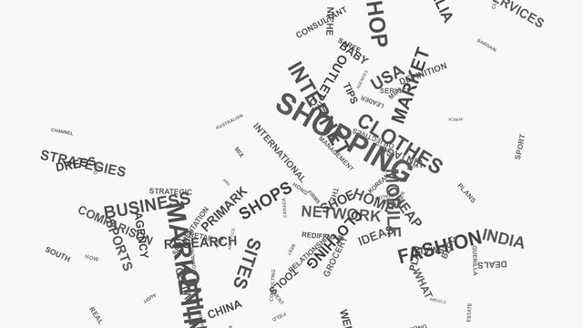 Foot print E-commerce brand marketing strategies business word cloud typography