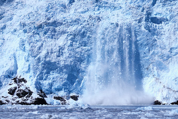 Holgate Glacier calving, Alaska, Kenai Fjords National Park, nea