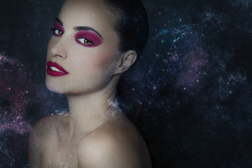 beautiful fantasy woman among stardust