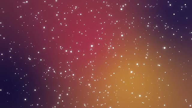 Galaxy animation with shining light particle stars on colorful pink orange blue gradient background.