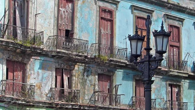 HAVANA, CUBA - OCTOBER 8, 2014:Old damaged building