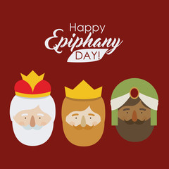 The three wisemen cartoons icon. Happy epiphany day holy night and christmas theme. Colorful design. Vector illustration