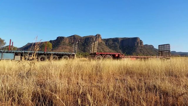 Road Train Truck Passing Australian Landscape