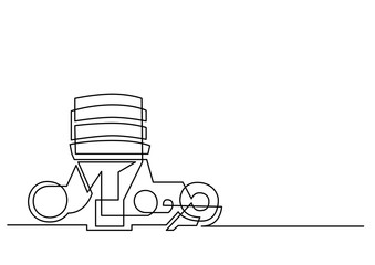 continuous line drawing of photo camera top view