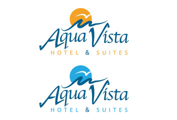 Abstract logo for business company. Corporate identity design element. aqua, nature, swimming pool, spa, aqua swirl Logotype idea. Water wave, blue sea square concept. Colorful Vector line icon