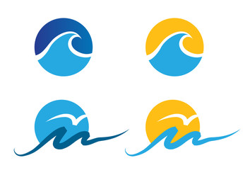 Fototapeta premium Abstract logo for business company. Corporate identity design element. aqua, nature, swimming pool, spa, aqua swirl Logotype idea. Water wave, blue sea square concept. Colorful Vector line icon