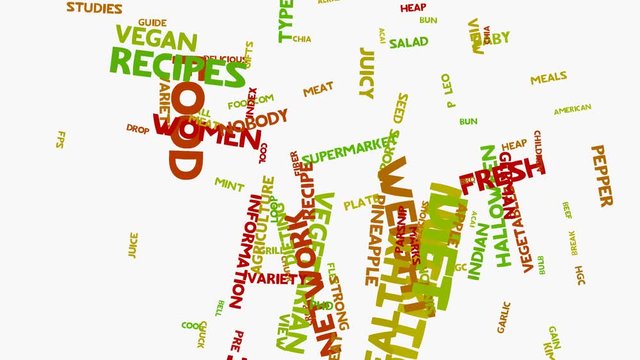 Health food nutrition apple words on white, healthy eating wordcloud typography