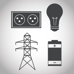Energy tower bulb plug and battery icon. Ecology renewable innovation and alternative theme. Vector illustration
