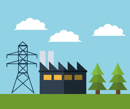 Energy tower and industry icon. Ecology renewable innovation and alternative theme. Vector illustration