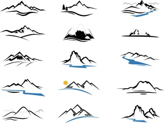 Fototapete Berge Mountains Icons cartoon for you design