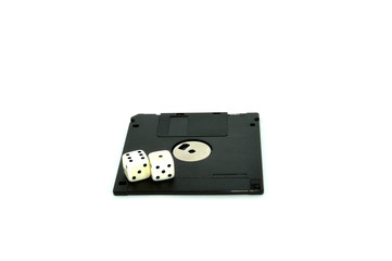 Floppy Disk with two dice on it