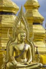 Fototapeta premium Image of golden buddha statue in temple in province tak. Thailand