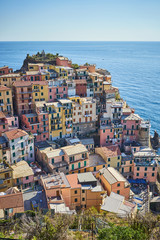 Fototapeta premium Famous town of Manarola in Cinque Terre / Colorful houses of Liguria
