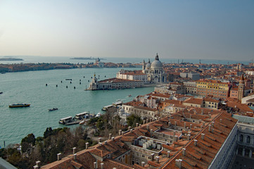 Fototapeta na wymiar venice up high from campanile looking out into the straight