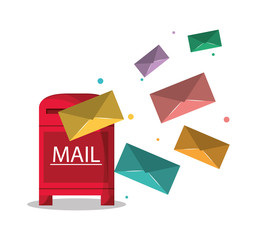 Box and envelope icon. mail message and letter theme. Colorful design. Vector illustration
