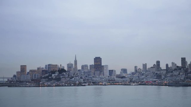 Day-to-night citiscape, San Francisco skyline, timelapse.