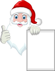 Santa clause cartoon holding blank sign