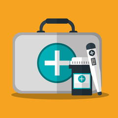 Medical kit and medicine icon. Medical health care and hospital  theme. Colorful design. Vector illustration